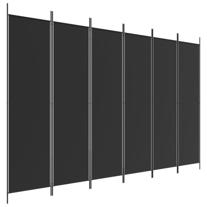 Kamerscherm met 6 panelen 300x200 cm stof zwart